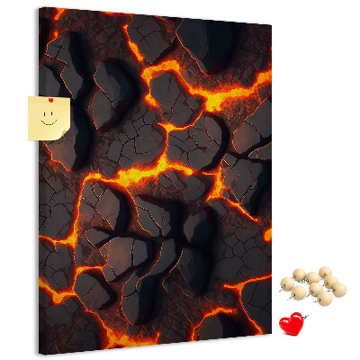 Memo cork board Cracked earth with burning veins