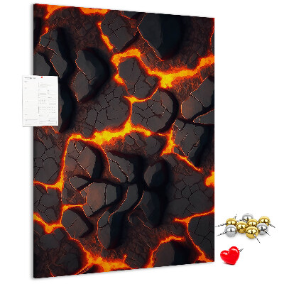 Memo cork board Cracked earth with burning veins