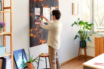 Memo cork board Cracked earth with burning veins