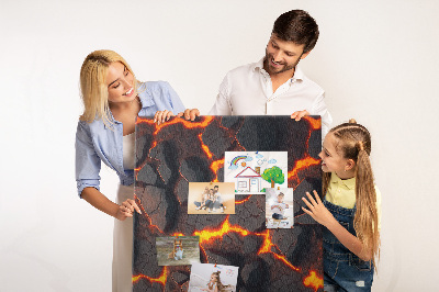 Memo cork board Cracked earth with burning veins