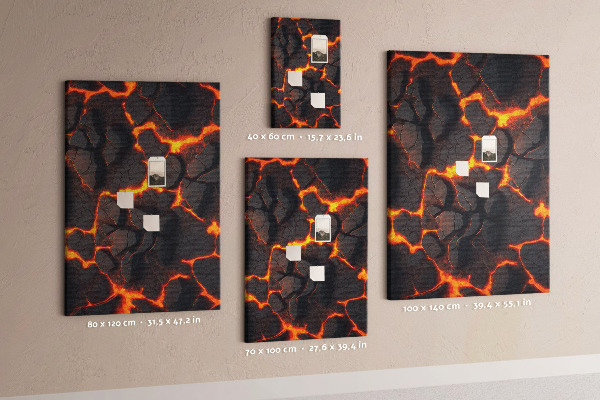 Memo cork board Cracked earth with burning veins