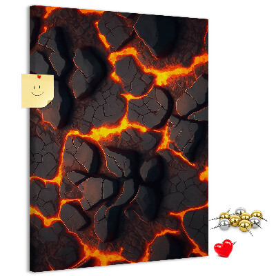 Memo cork board Cracked earth with burning veins