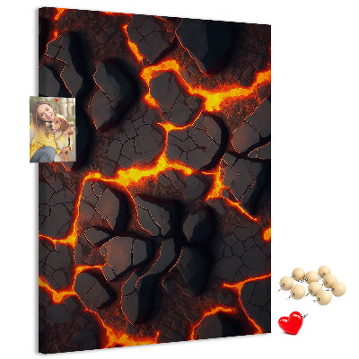 Memo cork board Cracked earth with burning veins