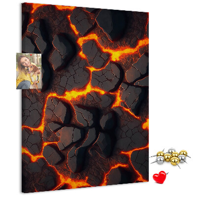 Memo cork board Cracked earth with burning veins
