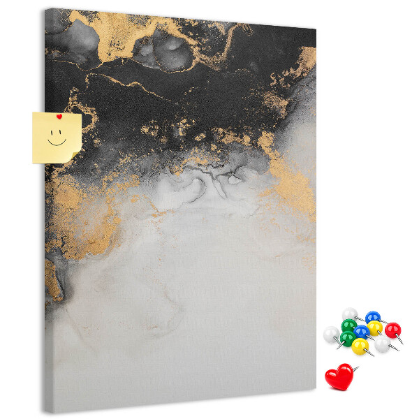 Cork notice board Abstract pattern with black and gold