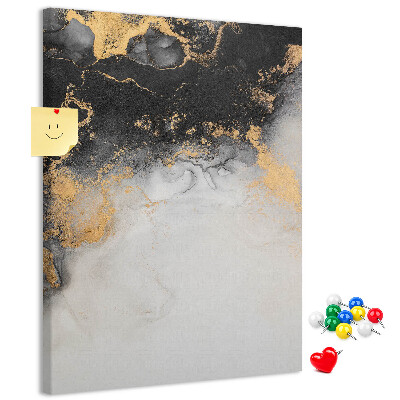 Cork notice board Abstract pattern with black and gold