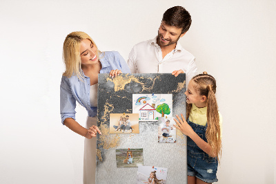 Cork notice board Abstract pattern with black and gold