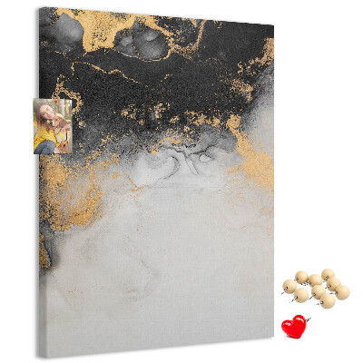 Cork notice board Abstract pattern with black and gold
