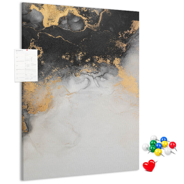Cork notice board Abstract pattern with black and gold