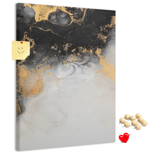 Cork notice board Abstract pattern with black and gold