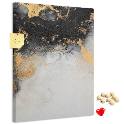 Cork notice board Abstract pattern with black and gold