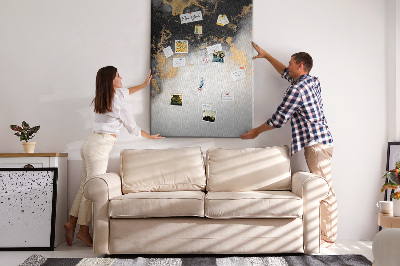 Cork notice board Abstract pattern with black and gold