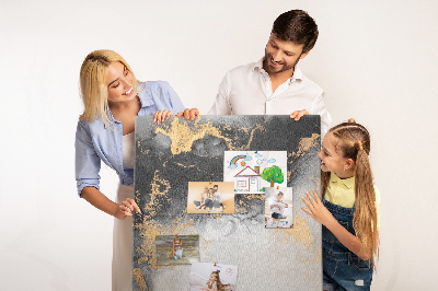 Cork notice board Abstract pattern with black and gold
