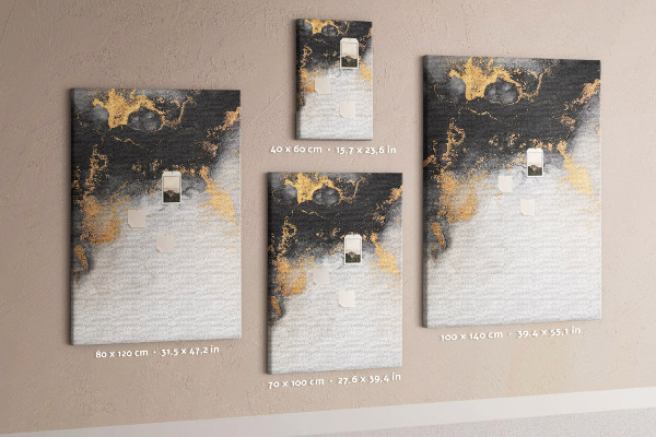 Cork notice board Abstract pattern with black and gold