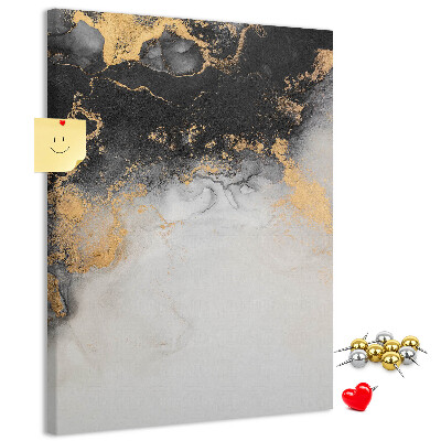 Cork notice board Abstract pattern with black and gold