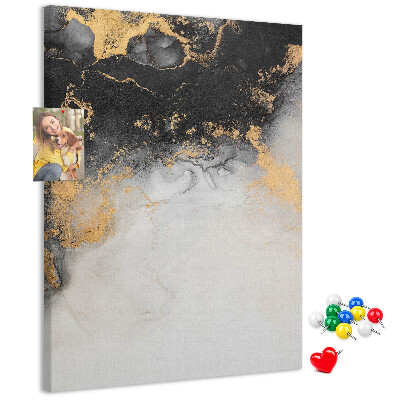 Cork notice board Abstract pattern with black and gold