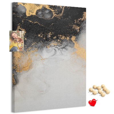 Cork notice board Abstract pattern with black and gold