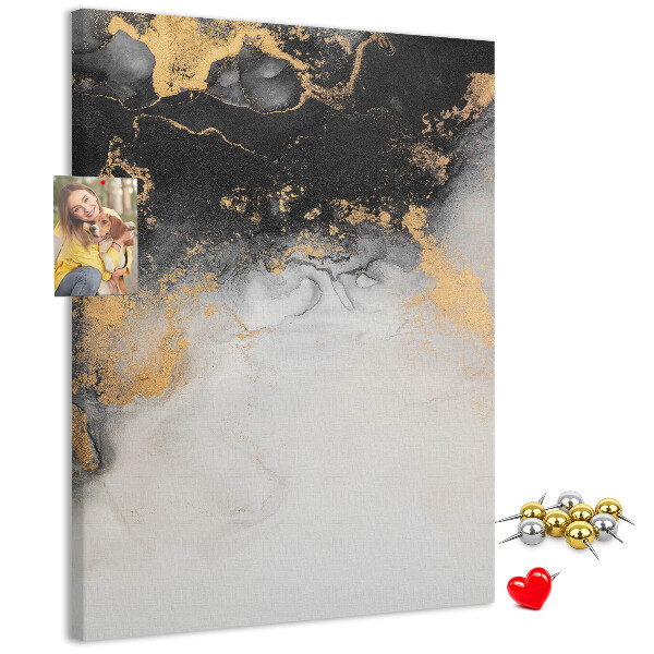Cork notice board Abstract pattern with black and gold