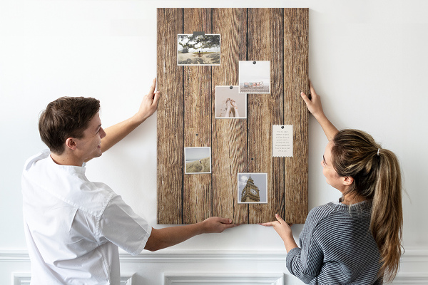Wall cork memo board Natural wood texture background