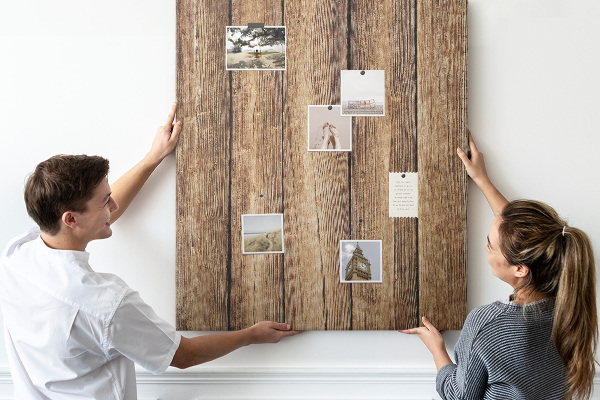 Wall cork memo board Natural wood texture background