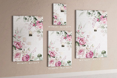 Memo cork board Floral pattern in delicate shades of pink