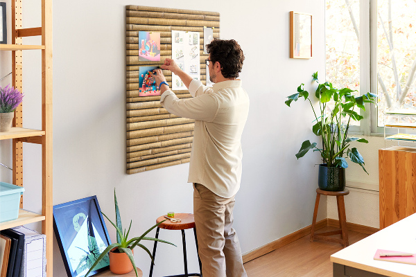 Cork notice board Natural bamboo boards in warm shades