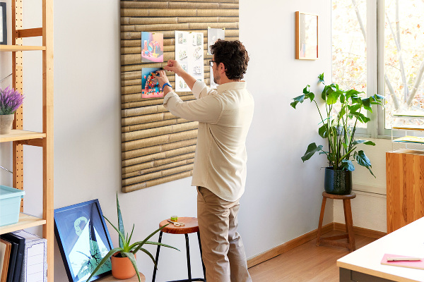 Cork notice board Natural bamboo boards in warm shades