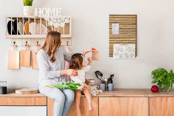 Cork notice board Natural bamboo boards in warm shades