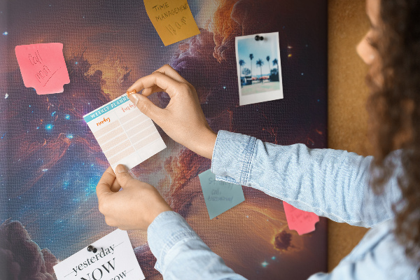 Pin board Cosmic phenomena in a colorful galaxy
