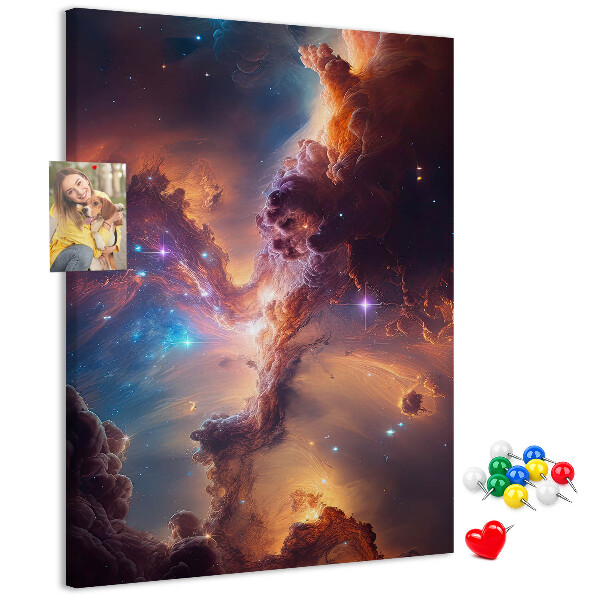 Pin board Cosmic phenomena in a colorful galaxy