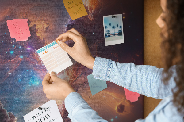 Pin board Cosmic phenomena in a colorful galaxy