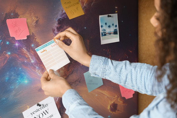Pin board Cosmic phenomena in a colorful galaxy