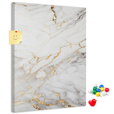 Wall cork memo board Elegant marble with gold veins