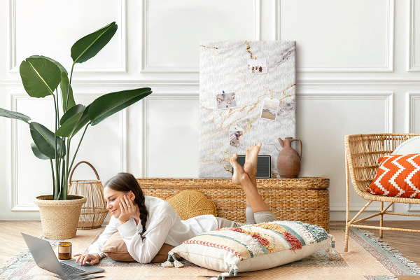 Wall cork memo board Elegant marble with gold veins