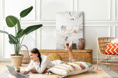 Wall cork memo board Elegant marble with gold veins