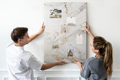 Wall cork memo board Elegant marble with gold veins