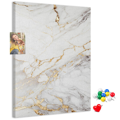 Wall cork memo board Elegant marble with gold veins