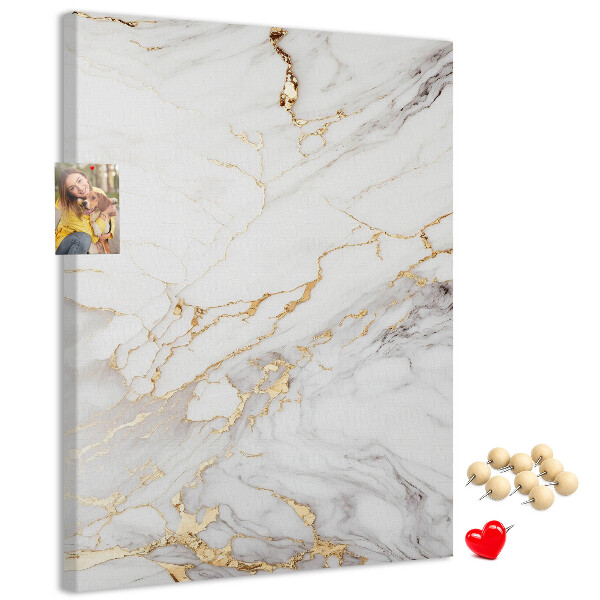 Wall cork memo board Elegant marble with gold veins