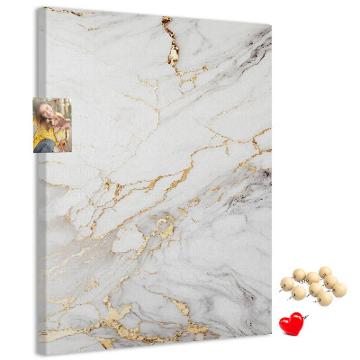 Wall cork memo board Elegant marble with gold veins