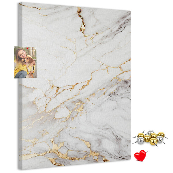Wall cork memo board Elegant marble with gold veins