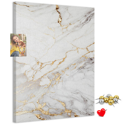 Wall cork memo board Elegant marble with gold veins