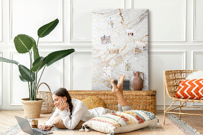 Wall cork memo board Elegant marble with gold veins