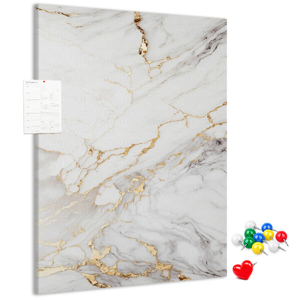 Wall cork memo board Elegant marble with gold veins