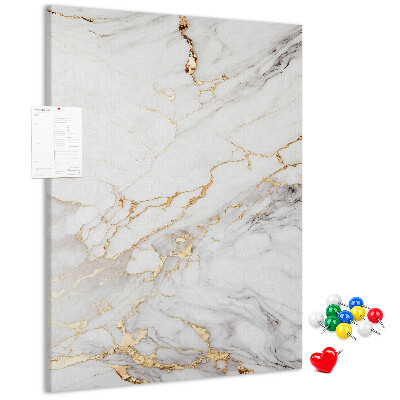 Wall cork memo board Elegant marble with gold veins