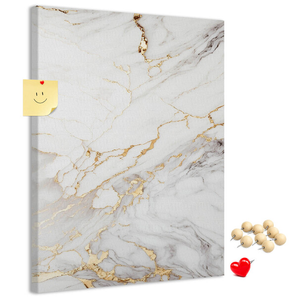 Wall cork memo board Elegant marble with gold veins