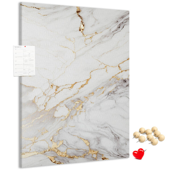 Wall cork memo board Elegant marble with gold veins