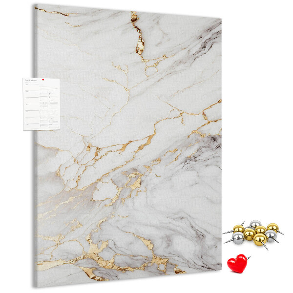 Wall cork memo board Elegant marble with gold veins