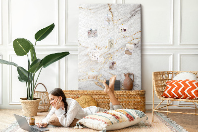 Wall cork memo board Elegant marble with gold veins