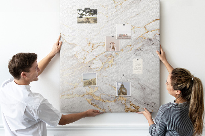 Wall cork memo board Elegant marble with gold veins