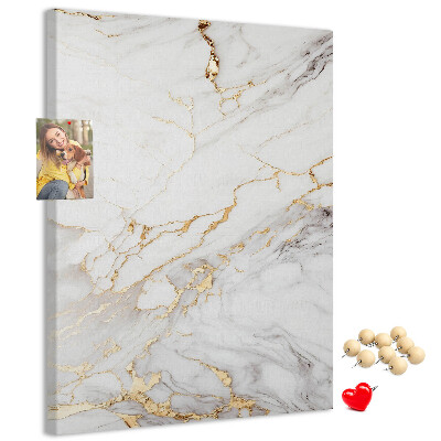 Wall cork memo board Elegant marble with gold veins